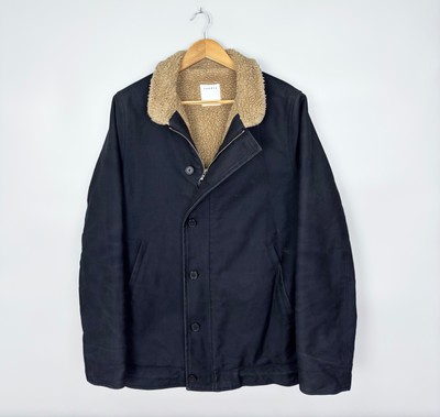 Sandro Dark Navy Fully Lined Shearling Sherpa Jacket