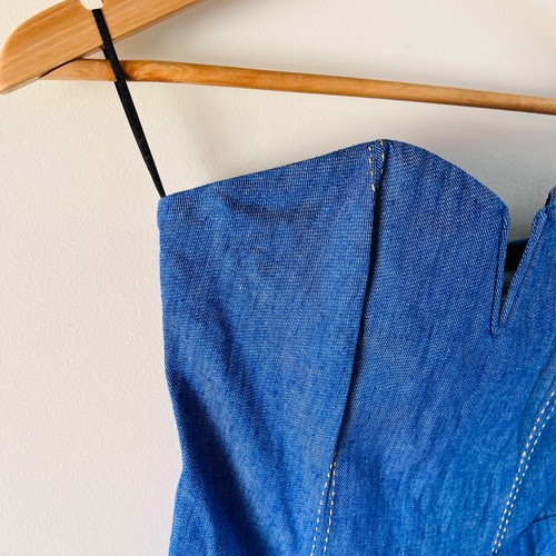 Seed Heritage Blue Strapless Playsuit Romper Denim Jeans 6 with Pockets - Picture 9 of 15
