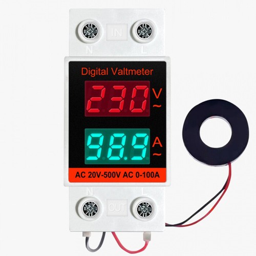 New 2 in 1 Din Rail AC Monitor Single Phase Voltage Current Power Meter - Picture 3 of 7