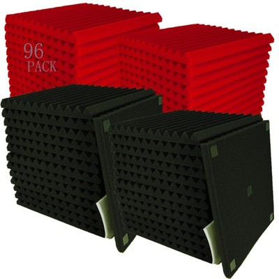 96 Pack Allxinlog Absorb the echo Acoustic Foam Panel Wedge Studio Soundproof...