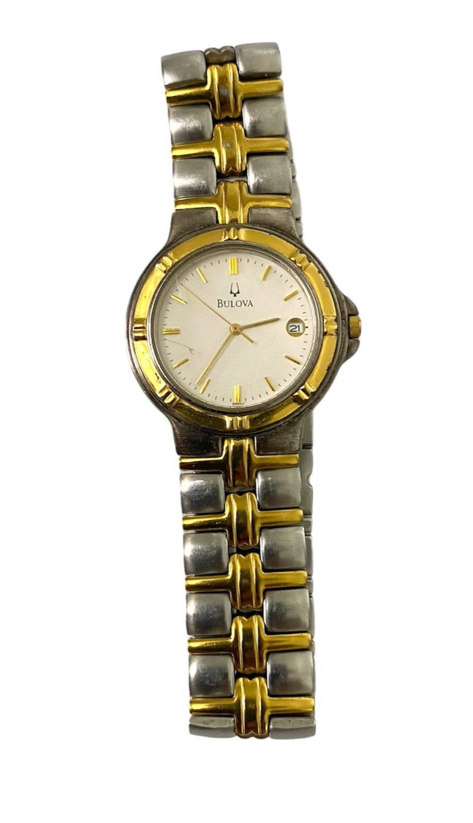 Bulova Women 98B52 Quartz Date Calendar Gold Silver Band  display picture 1