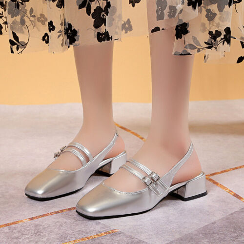 Scarpe donna tacchi a blocco cinturino fibbia slingback punta chiusa sandali Mary Jane ol - Foto 1 di 15