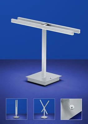 Deutsche LED Tischleuchte 12W Nickel Chrom matt mit Tastdimmer 1200lm Höhe 49cm - Bild 1 von 2