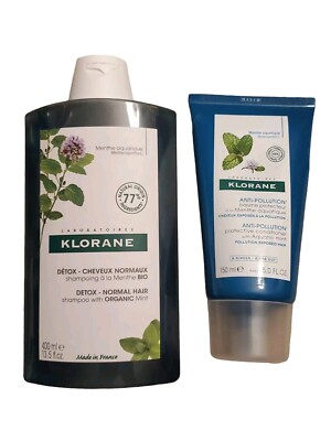 Klorane Detox Anti-Pollution Shampoo & Conditioner With Aquatic Mint Normal Hair