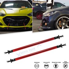 2X Red Front Bumper Lip Splitter Strut Rod Tie Bar For Genesis GV70 Hyundai Kia