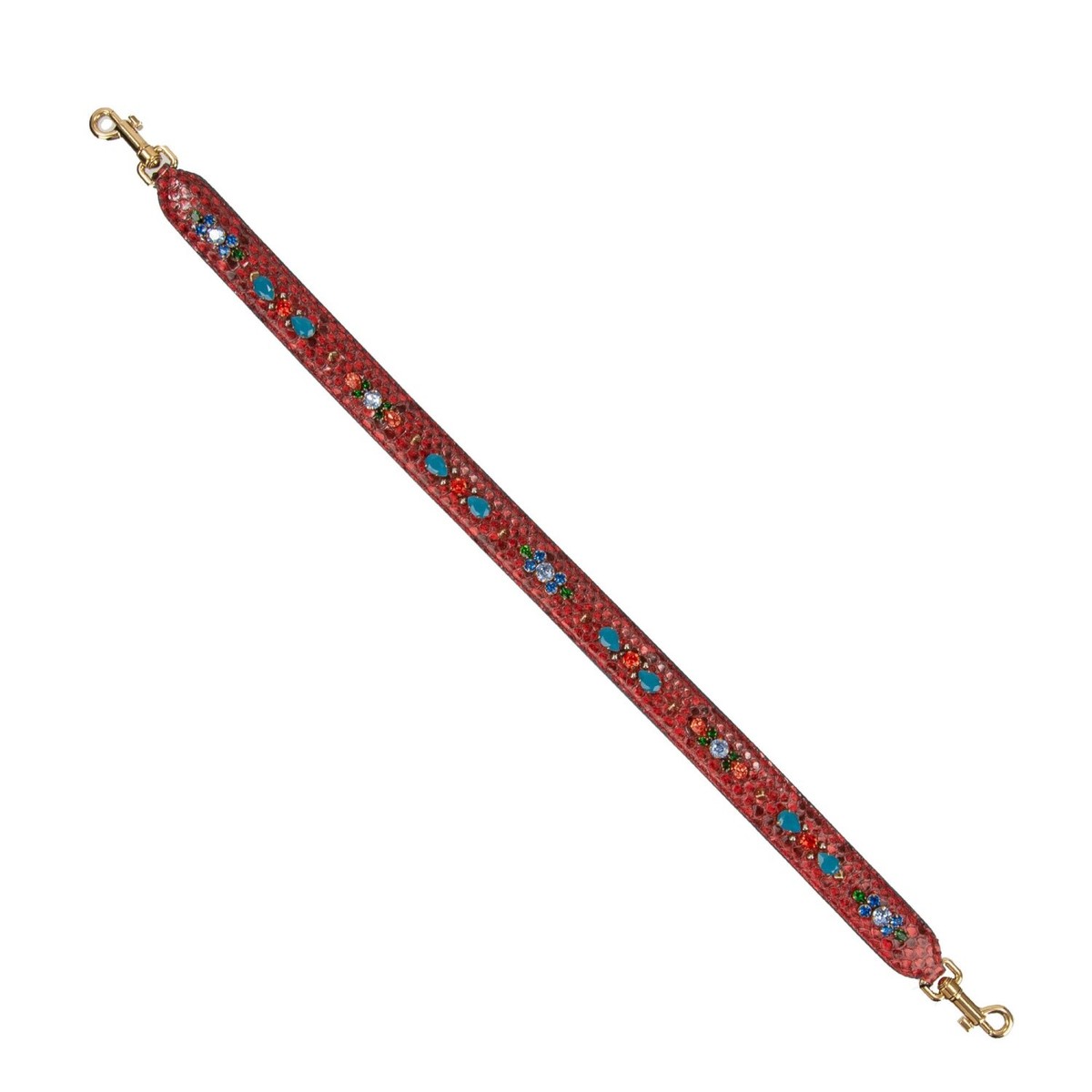DOLCE & GABBANA Crystal Studs Snake Leather Bag Strap Handle DOLCE & GABBANA Crystal Studs Snake Leather Bag Strap Handle
