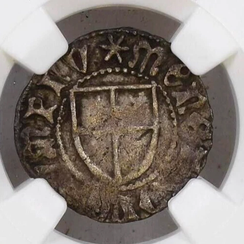 Poland  Silver Schilling 1449-67 NGC XF 45  Teutonic , Ludwig von Erlichshausen