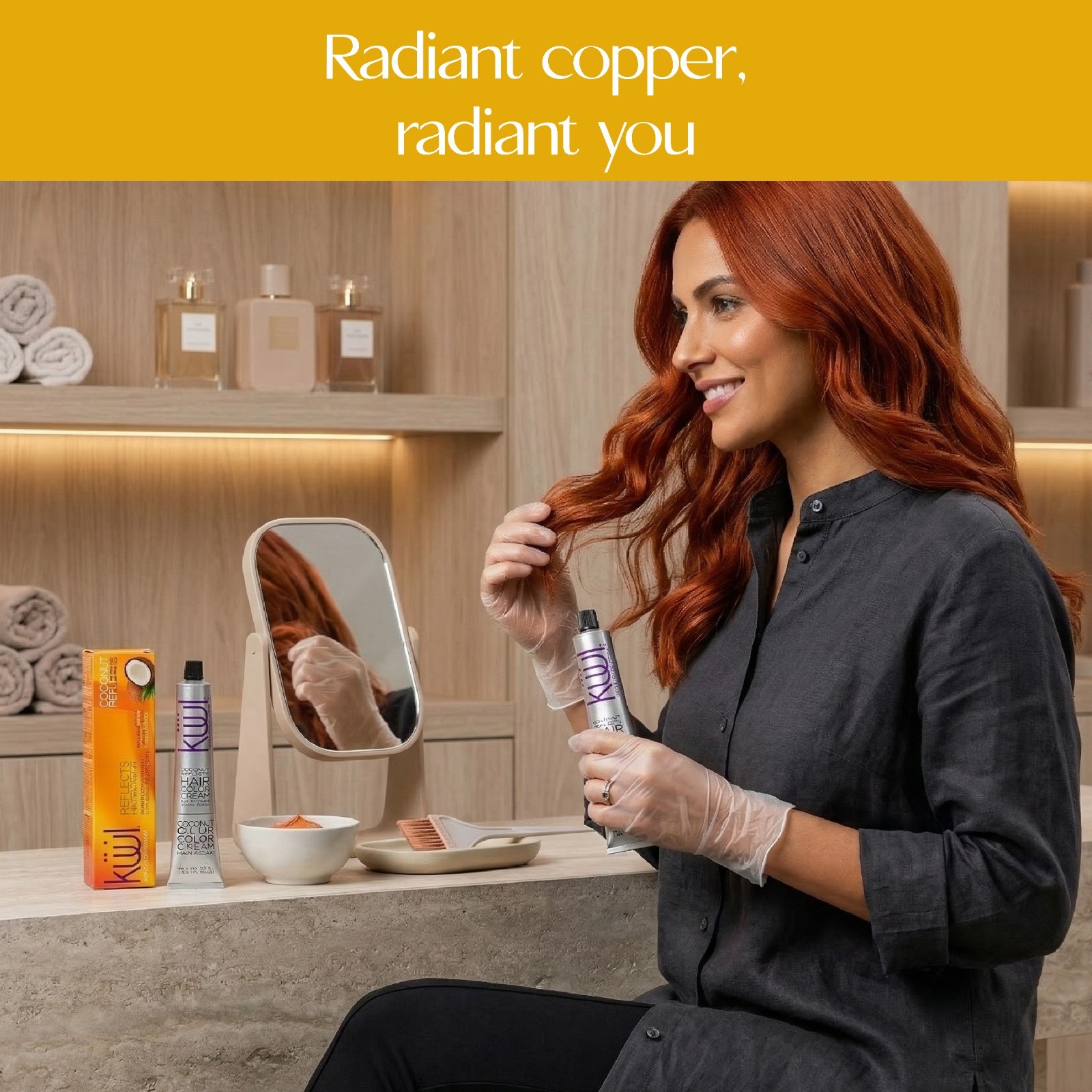 Kuul Permanent Hair Color Cream with Reflects, Copper Hair Dye Cream