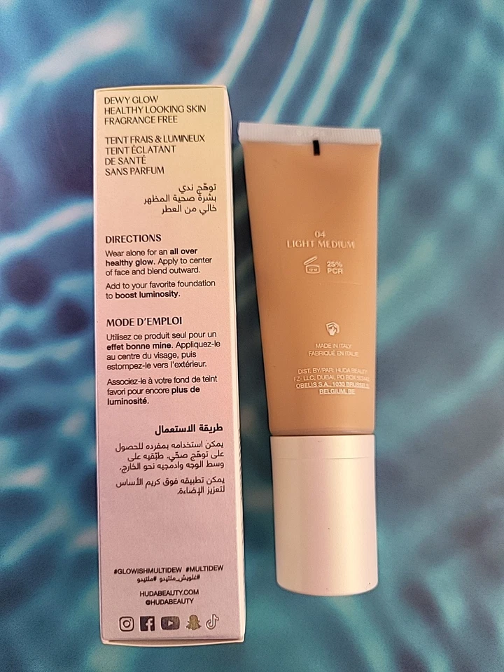GLOWISH by HUDA BEAUTY MultiDew Skin Tint 1.35 fl oz LIGHT MEDIUM 04 New In Box - Image 4 of 4