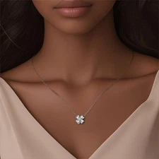 PANDACH 925 Sterling Silver Leaf Clover Necklace For Women Lucky Charm Pendant