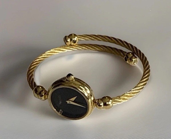 GUCCI Vintage 2700.2.L Esfera Negra Brazalete Dorado Cuarzo Reloj Mujer 2