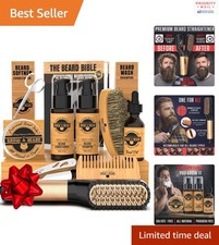 Electric Beard Straightener Grooming Set for All Hair Types Styling Gift Kit