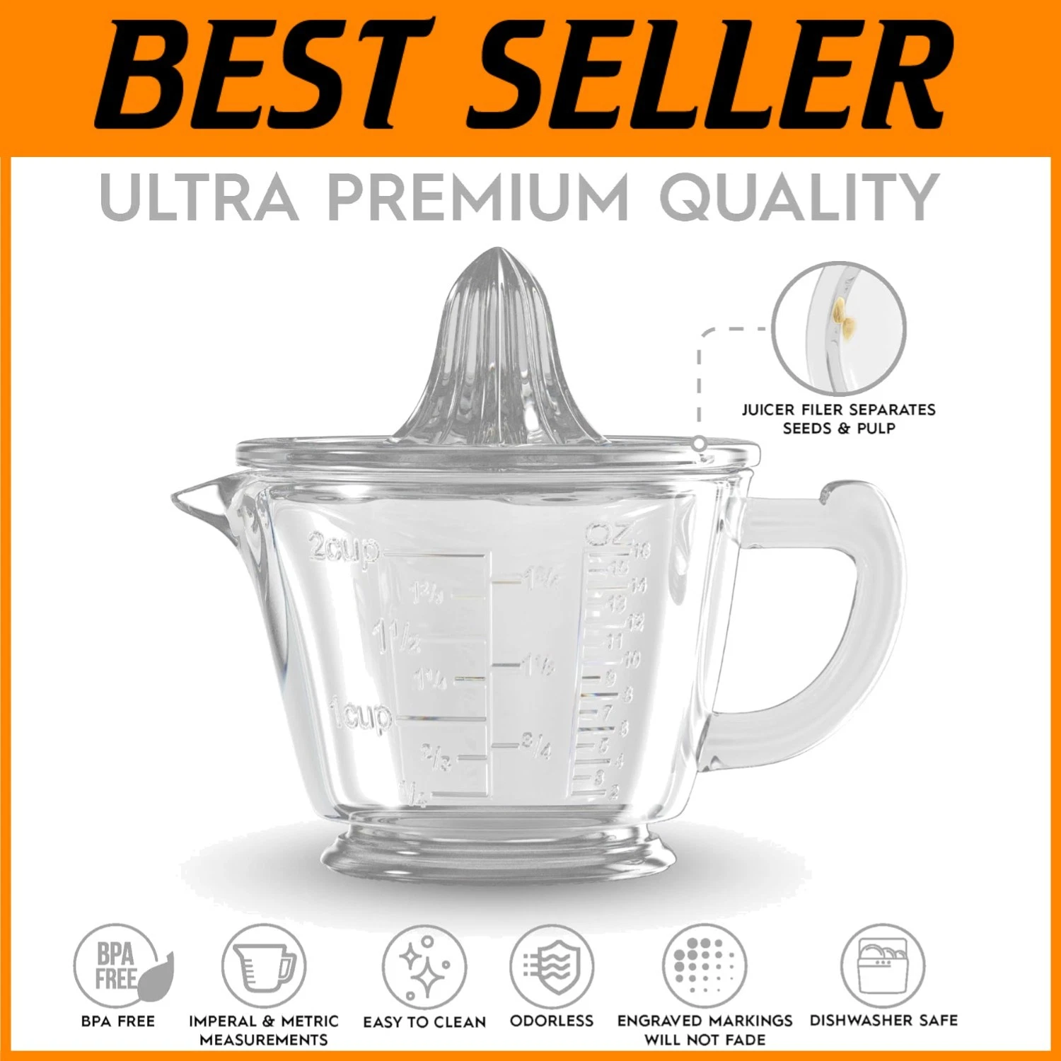 Handheld Glass Citrus Juicer - Lemon Lime Squeezer