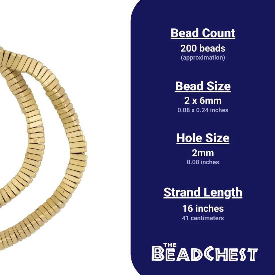 Matte Brass Faceted Triangle Heishi Beads 6mm Unusual Large Hole 16 Inch Strand - Image 4 of 4