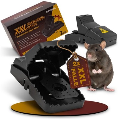 XXL Rattenfalle 21 cm   Extra Große 2er Pack Fallen gegen Ratten