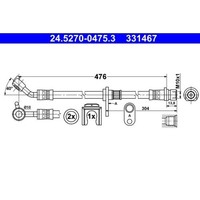 1X Bremsschlauch Ate 24.5270-0475.3 Passend FüR Honda