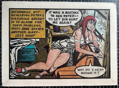 Original Lichtenstein-Style Comic Art Mary Jane Watson Unknown Artist 9X12