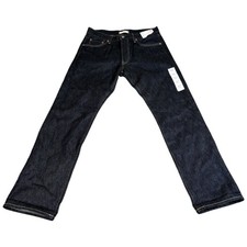 Uniqlo Selvedge Regular Fit Straight Jeans Mens 32x32 33x31.5 Navy Stretch New