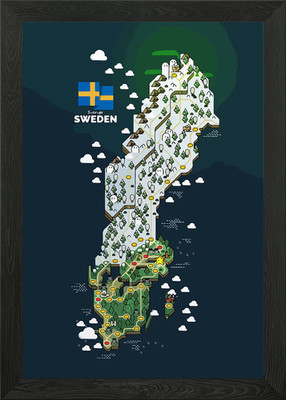 Karten von Schweden Gerahmtes Wandbild Poster Leinwanddruck Bild