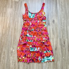 Tango Mango Sleeveless Ruffle Dress Womens Medium Orange Stretchy