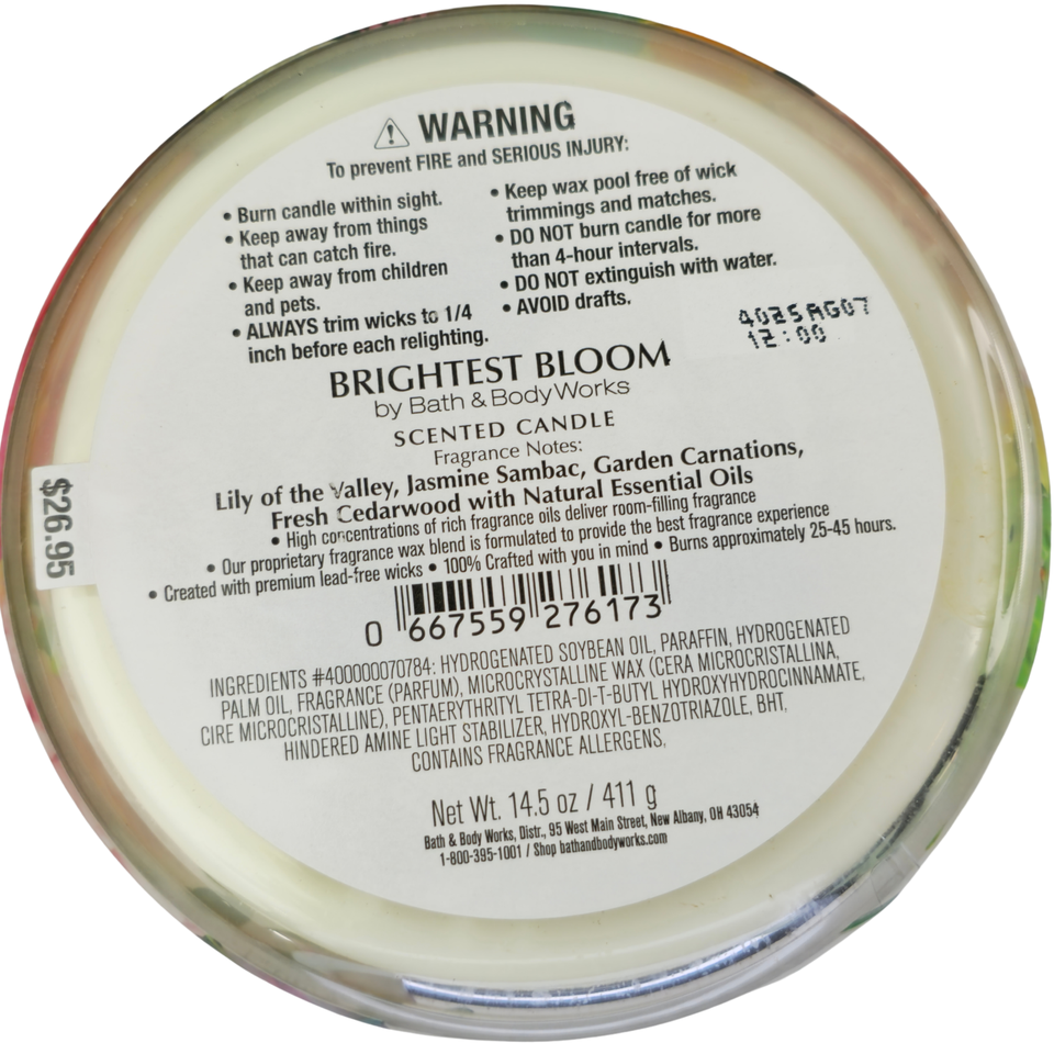 Gallery Detail: Bath Body Works Brightest Bloom Floral Scented Large Candle 3