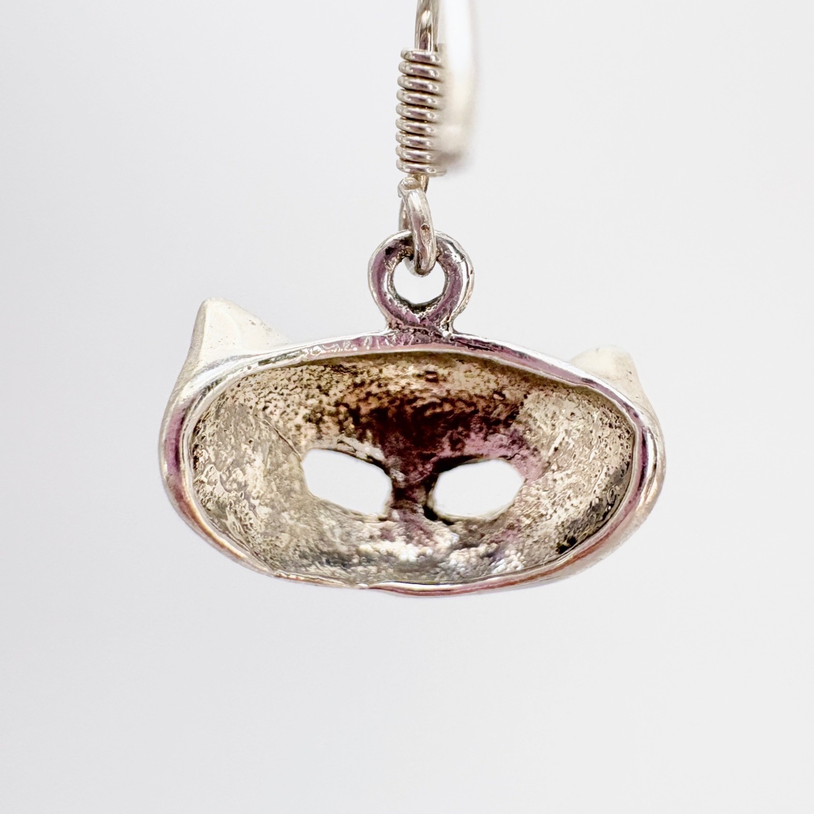 VTG Solid Sterling Silver 925 Cat Dangle Earrings… - image 5