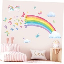 Rainbow Wall Decals Unicorn Rainbow Butterflies Clouds Wall Stickers Baby