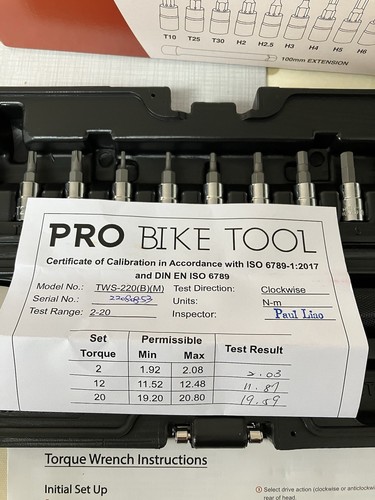 PRO BIKE TOOL 1/4 Inch Drive Click Torque Wrench Set – 2 to 20 Nm – New Unused - Picture 16 of 24