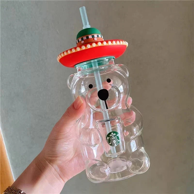 New Starbucks Latin American Glass Bear Bottle With Bear Tumbler Red Carry Bag - Image 4 of 4