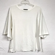 Kes White Linen Silk Short Sleeve Tee Shirt Womens S Lagenlook Closet Staple Top