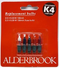 Alderbrook 5 x Colour inc Fuse Spare 2.5v 0.33w Christmas Fairy Light AK0385M K4