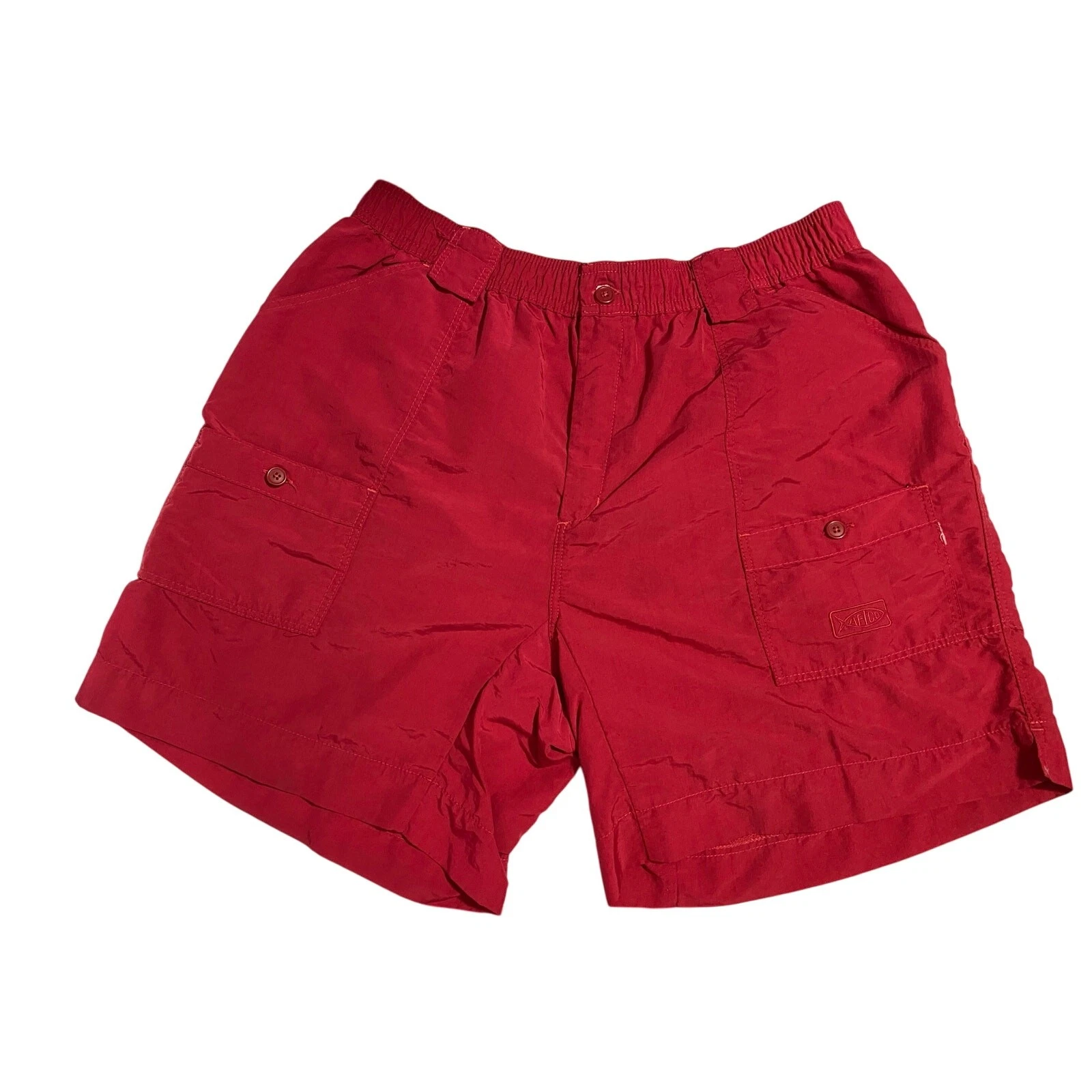 AFTCO Original Fishing Shorts Men’s Size 38 Red 100% Nylon Cargo 8" Inseam USA