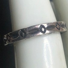 8654 Sterling Silver 925 soutwestern style Band Ring Sz 6 Geometric 4.6grams