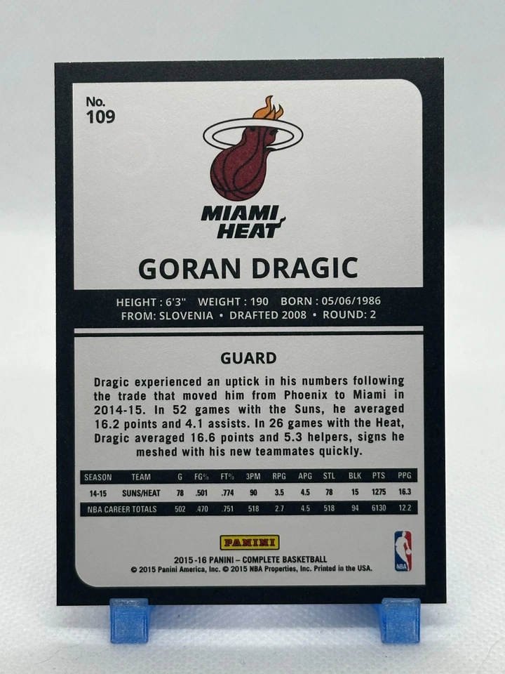 Goran Dragic  2015-16 Panini Complete #109 Miami Heat - Image 2 of 2