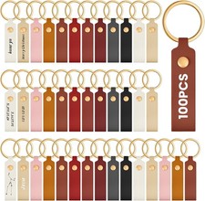 PU Leather Keychain Blanks Bulk Laser Engraving 3.7 x 0.7 Inches, Multicolor