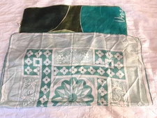 Vera Neumann Lot 2 Scarves Square Greens 1 Floral 1 Mod Dots 21.5 & 25.5 Japan