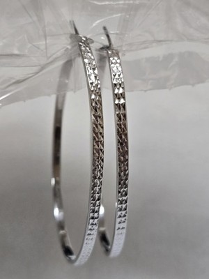 Extra große ovale Form Creolen Sterlingsilber Diamantschliff Omega Clip Back
