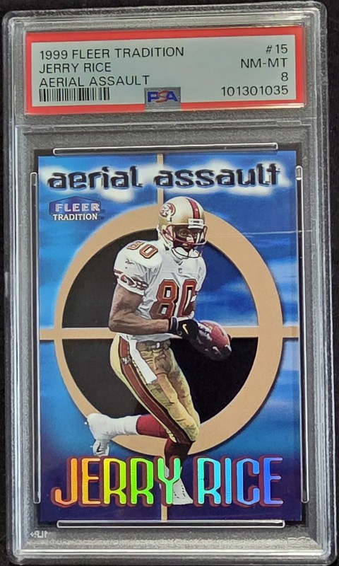 1999 Fleer Tradition Aerial Assault #15AA Jerry Rice (HOF) PSA 8 NM-MT - Low Pop