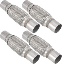 4 Pack 2 X 6 Inches Stainless Steel Heavy Duty Exhaust Flex Pipe, Double Braid E