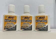BIC Wite-Out Quick Dry Correction Fluid Pack of 3 White NIB