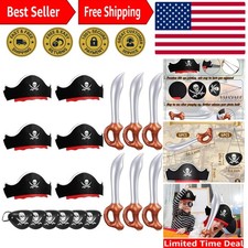 Complete Pirate Costume Set for Kids - 18 Pcs with Hats  Inflatable Swords