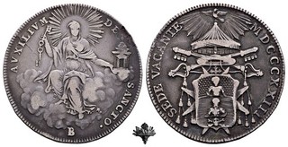 PONTIFICAL STATE Bologna Half Shield 1823 Vacant See SILVER