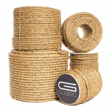 Golberg 3 Strand Natural Fiber Tan Manila Rope in Multiple Diameters - 1/4 in...