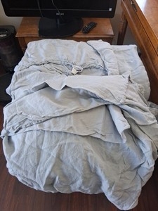 Parachute 100% Linen Grey-Blue QUEEN 4 PCS Duvet Cover Set