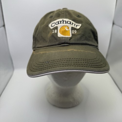 Vintage Carhartt Hat Cap Green Strap Back Spell Out Y2K Work Wear Dad Adult - 第 1/5 張圖片