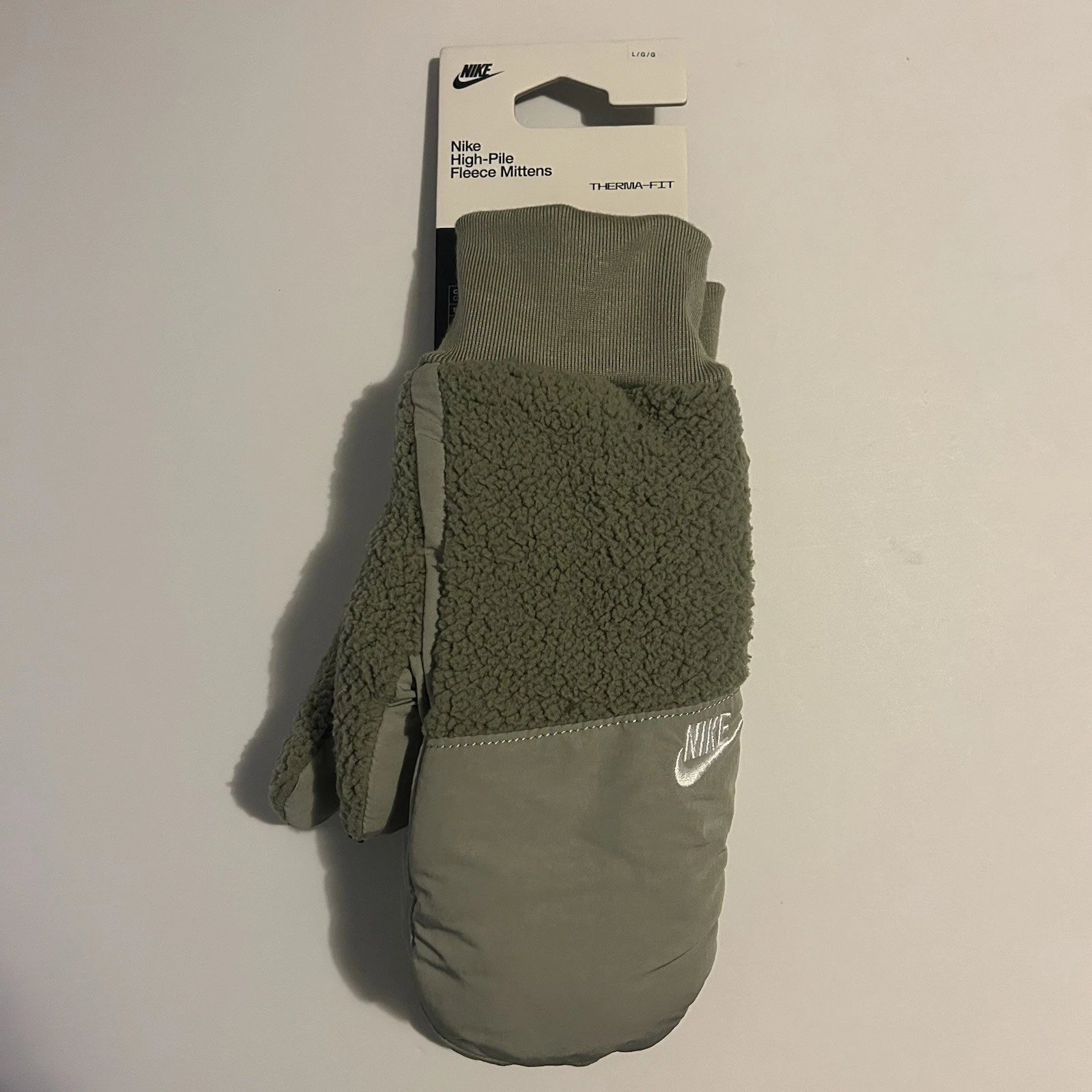 Nike High Pile Soft Fleece Therma-Fit Logo Mittens Unisex Large Olive