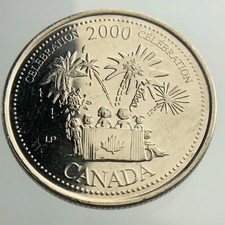 2000 Celebration Canada 25 Cents Quarter Coin KM# 383 JJ305