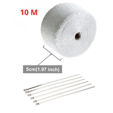 Thermal insulation tape for exhaust 10M 5cm white + 6 stainless manifold ties
