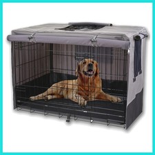 Privacy Dog Crate Cover 42 Inch, Durable 600D Canvas Water Resistant Windproo...