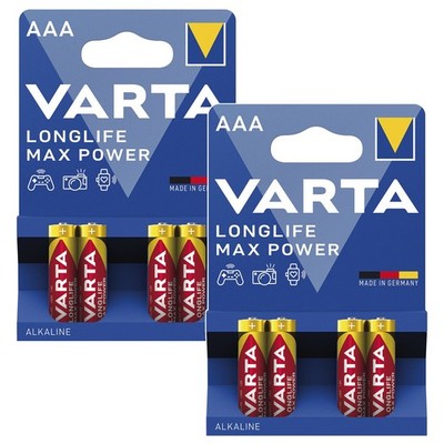 8x  R-03 R03 AAA Alkalibatterie 1.5 V Varta Longlife Max Power